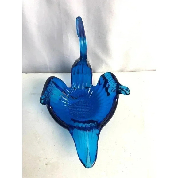 VTG Blue Glass Swan Trinket Candy Dish Bowl 6” Mid Century Modern Lot of 2 - Picture 7 of 15